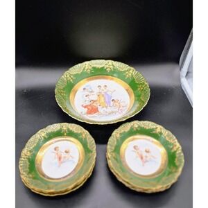 Set/7 Antique Royal Vienna Berry Bowl W Master Fruit Bowl Cherub‎ Angel As Is